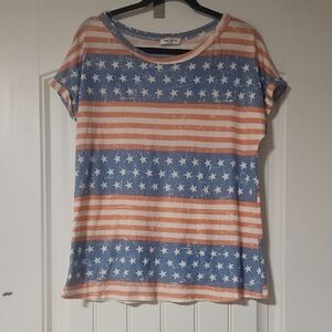 ANDREE BY UNIT Star-Striped Blue and Orange Tee